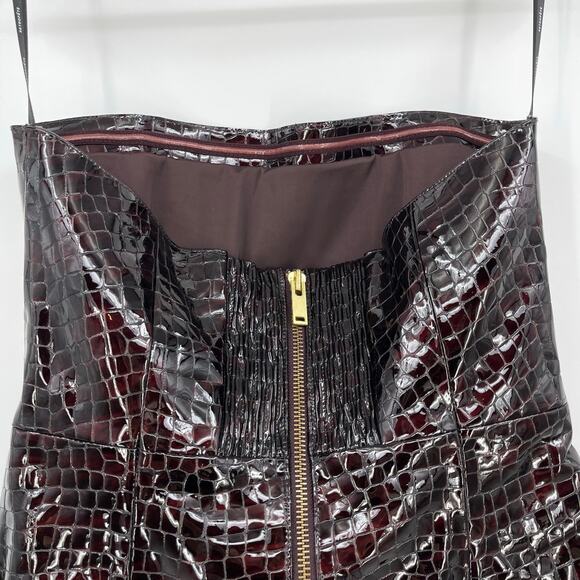 retrofete | Merida Leather Dress in Port Patent Crocodile Strapless Mini M - Picture 9 of 15